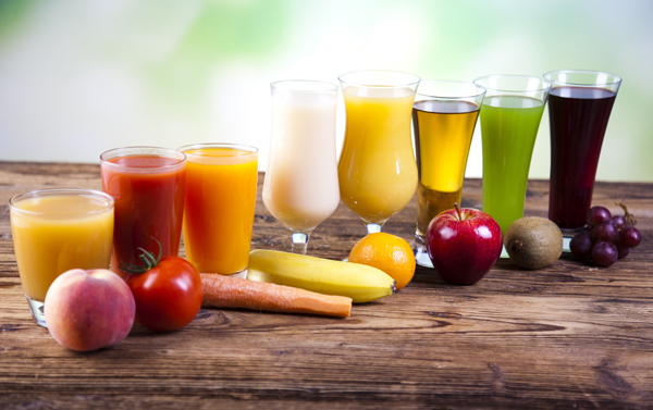 Fruits, vegetables, fruit juices, vegetable juices, healthy food